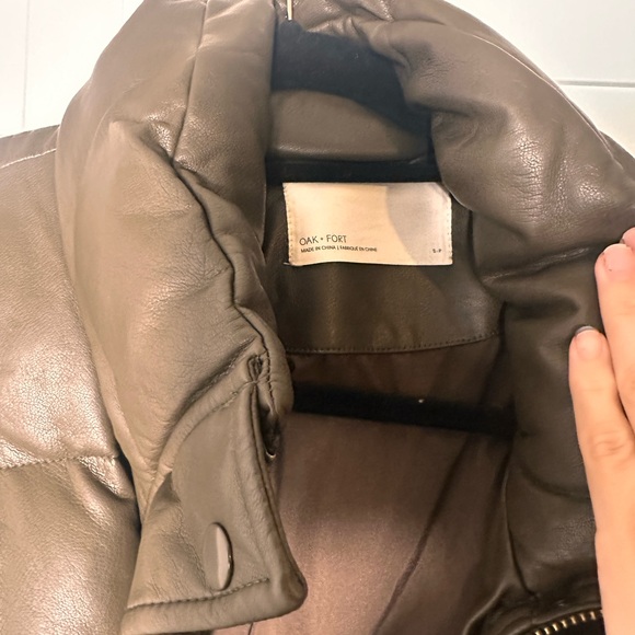 OAK + FORT Puffer Brown Cropped Coat - Picture 9 of 10